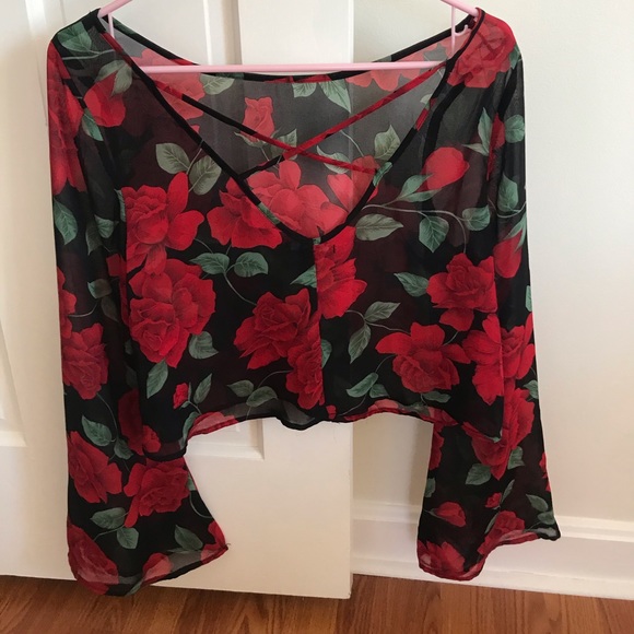 Forever 21 Floral Cropped Top - Picture 2 of 4